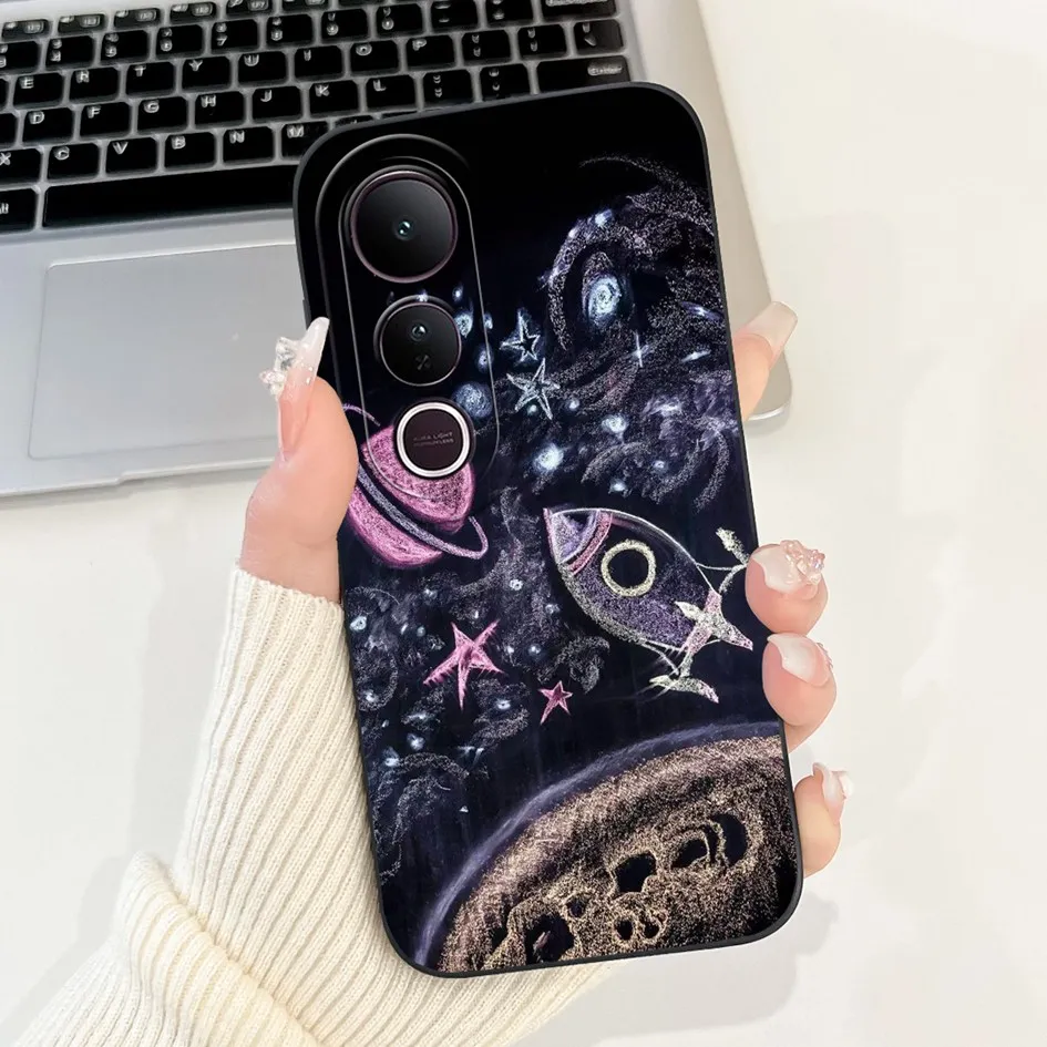 Cool Fashion Space Sunset Painted Soft Liquid Silicone Shockproof Cover