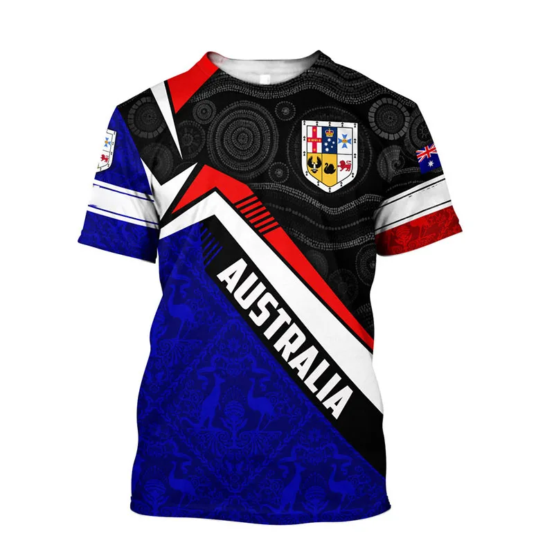 Men's T-shirt With Kangaroo 3d Print And Australian Flag Design_voghion.com