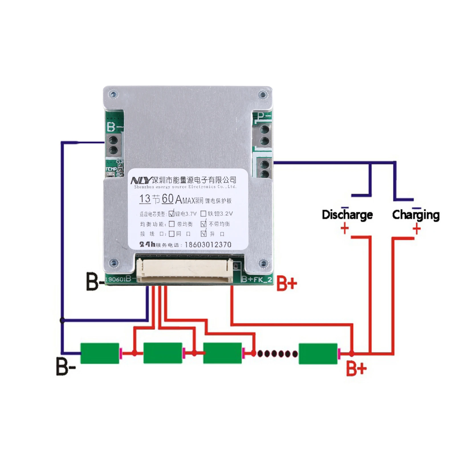 18650 Battery TECNOIOT BMS 13S 48V 20A Per Batterie Li-Ion 18650 - Scheda Protezione Con Equilibrio, 2 Pezzi Batteria Li-Ion Protezione BMS - Foto 12