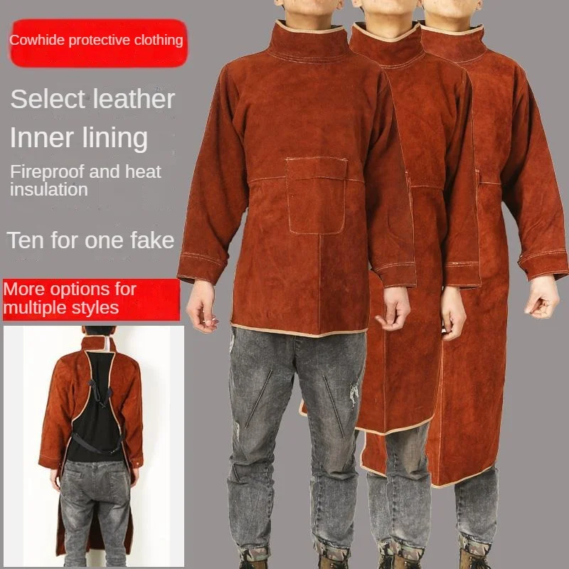 溶接作業服,牛革保護カバー,難燃性,革細工コート