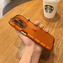Premium Shockproof Transparent Phone Case with Night Light Bumper Cover - iPhone 15 Plus (Yg orange)