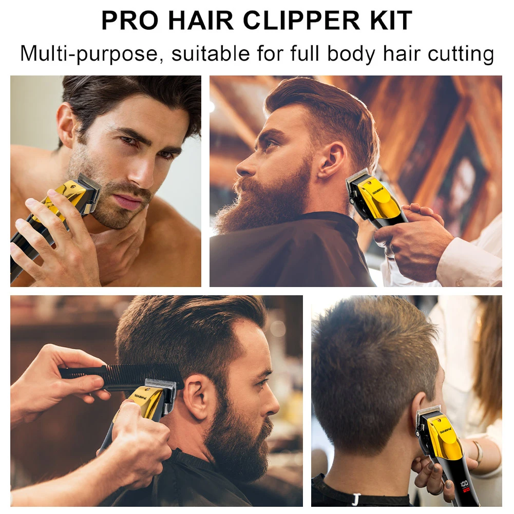 Solimpia Professional Barber Cordless Hair Trimmer Professional High Quality Electric Hair Clipper for Men Rechargeable Clippers