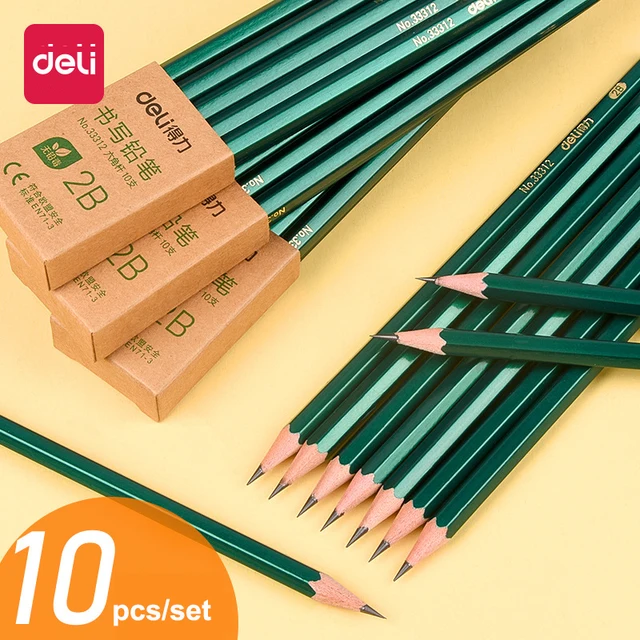 Deli 10pcs/set Wooden Pencil HB 2B 2H Children's Drawing Sketch Examination Pencil Stationery Art Supplies 1