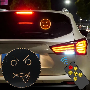 Dynamic Remote Smart LED Five Emotion Switch LED Light Car Screen Waring Lamp Auto SUV Display On Interior Rear Winshield Fun