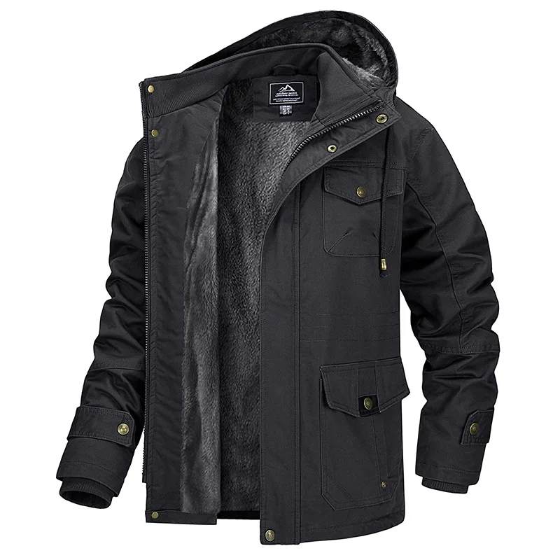 MAGCOMSEN Giacca invernale da uomo, calda, in pile, per le mezze stagioni, da lavoro, parka da pilota, per attività all'aria aperta, grigio., S