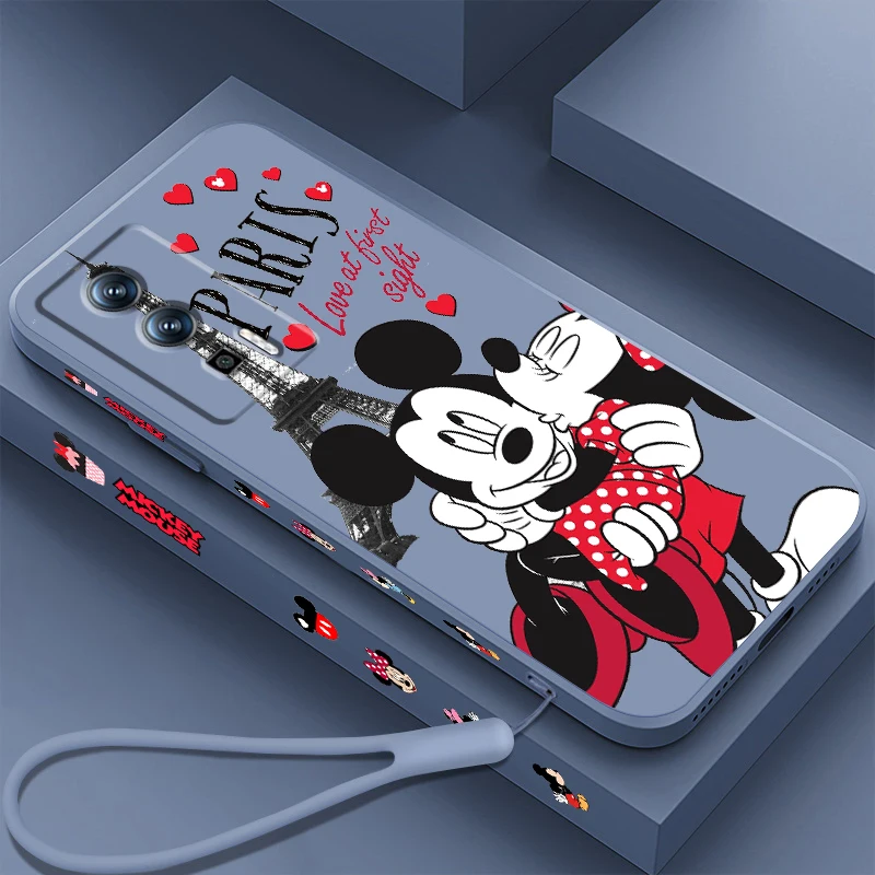 Disney London Minnie Mickey Liquid Corda Sinistra Per Xiaomi Redmi 13C 12 12C K60 A1 K50 11 K40 10C 10 9A 9At 9T 9C 5G Cover