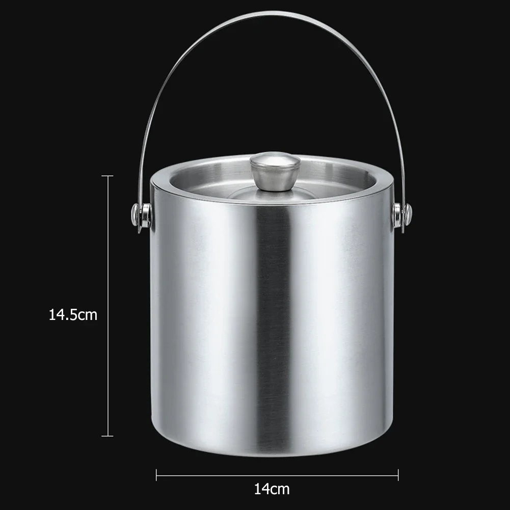 1.6L/300ML Portable Bucket Ice Cooler Cabinet Double-Layer Wine Beer Ice Cube Container with Tong Clip for Home Kitchen Tools