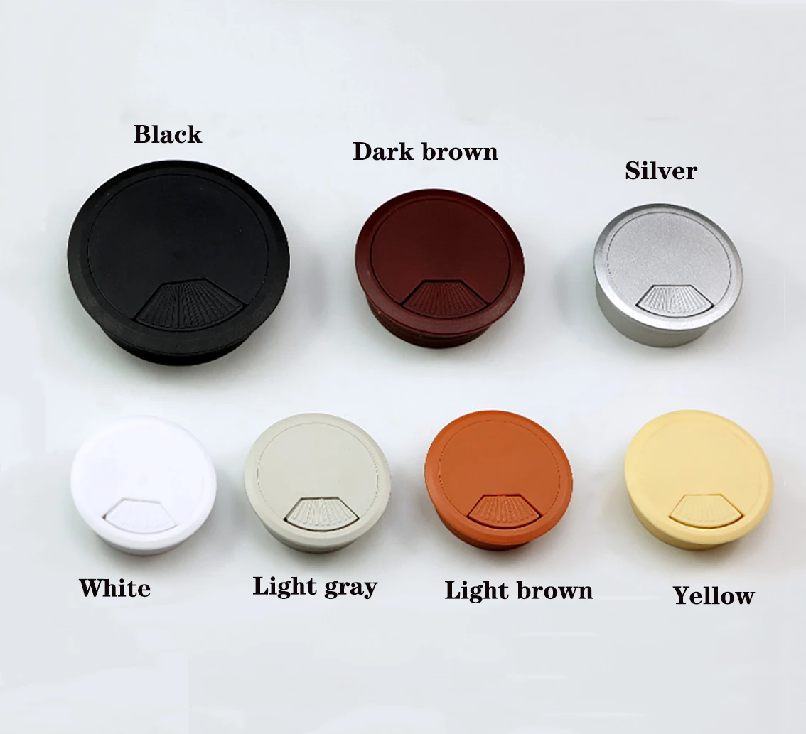 Description Picture 4 of item50mm/53mm Desk Table ABS Plastic Cable Hole Cover PC Computer Desk Round Wire Tidy Grommet Hardware Accessories