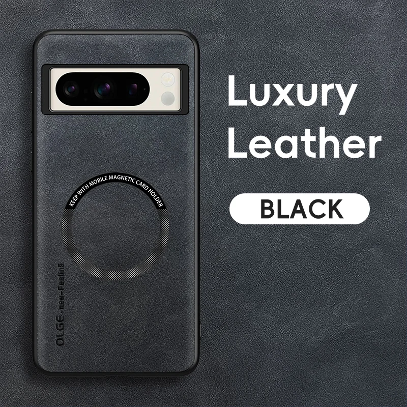 Magnetic Retro Leather Soft Wireless Charging Phone Case Cover