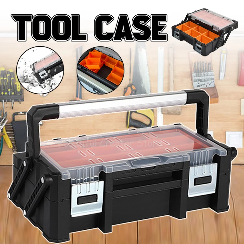 Hardware Tool box organizer Parts Storage Box Large Folding box  Screws Organizer Portable Toolbox Electric Suitcase Hard Case 2