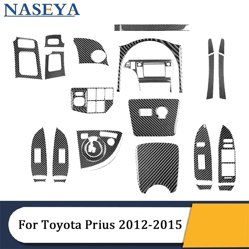 

Carbon Fiber Black Stickers Cover Trim For Toyota Prius 2012 2013 2014 2015 Car Interior Mouldings Decorative Accessories