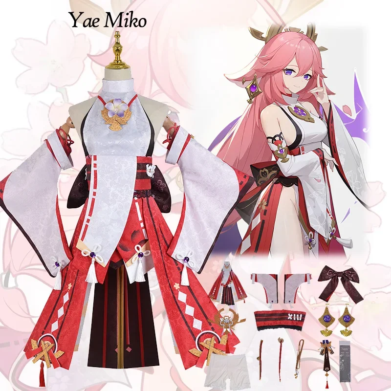 

Yae Miko Cosplay Costume Impact Uniform Wig Cosplay Anime Chinese Style Halloween Costumes for Women Game