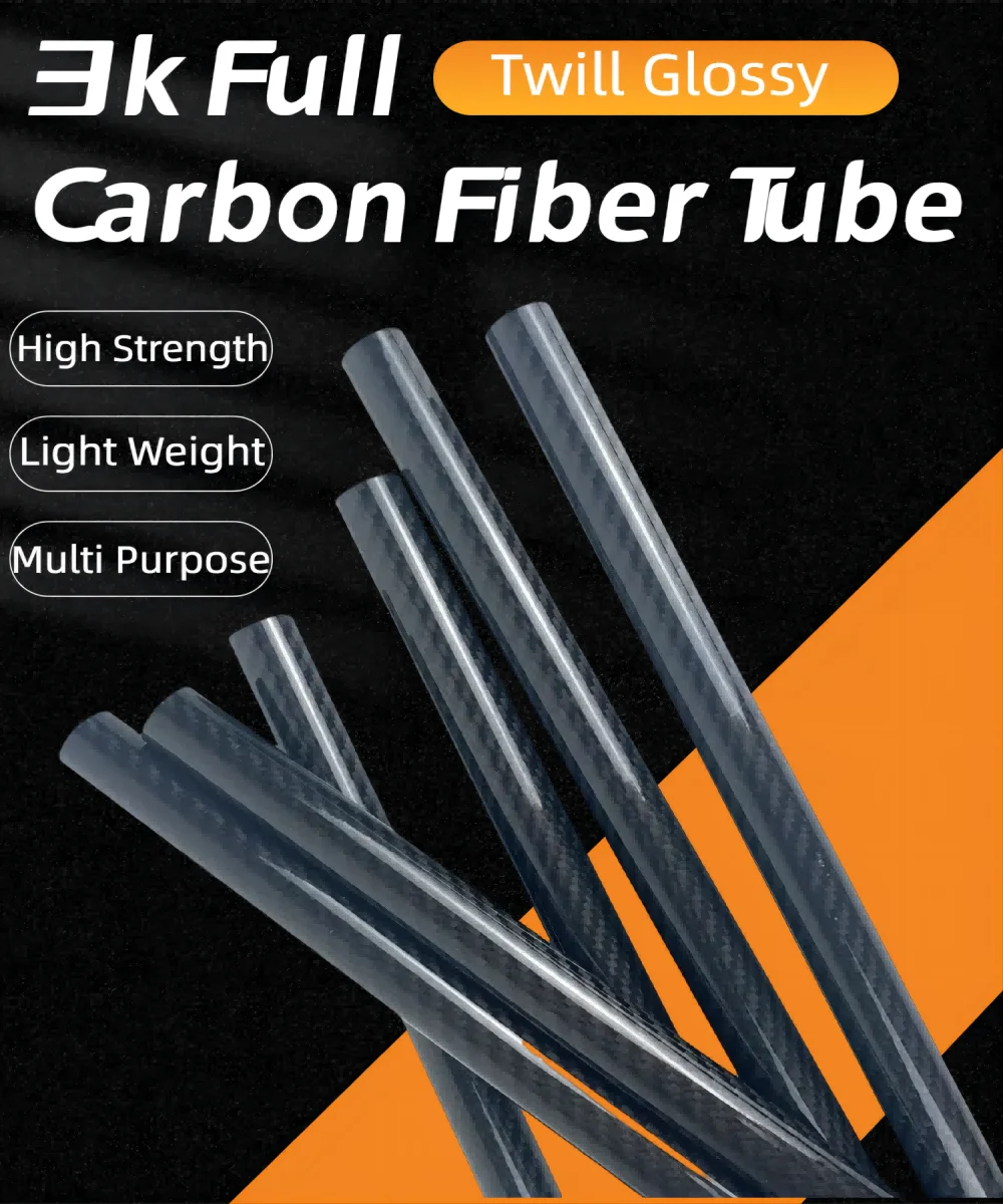 2 Stück 3K Vollcarbon-Rohr-Twill, glänzend, hart, Rohrlänge 500 mm, Durchmesser 5 mm bis 30 mm, für RC-Flugzeug-Drohnen-Teile, DIY-Nutzung – Detail 1
