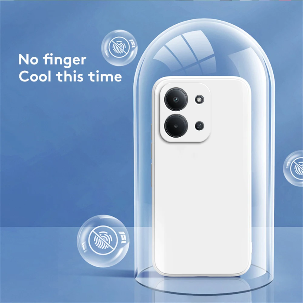 Cute Liquid Silicone Soft Phone Case with Lens Protection and Square Design