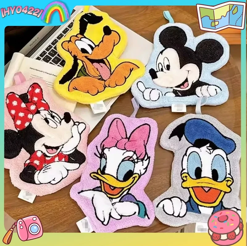 Cartoon Hand Towel Mickey Minnie Pluto Coral Velvet Absorbent Quick Drying Hanging Wipe Cloth For Bathroom Kitchen Adult Women 1