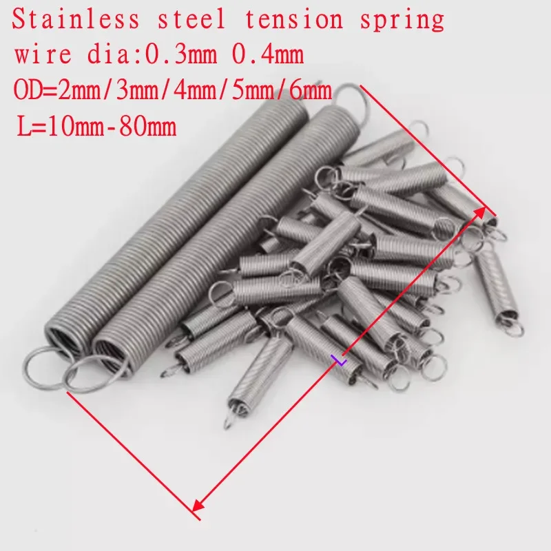 Assorted Tension Springs With Hooks Various Sizes Steel Wire Hook Extension Tension Springs | Steel Wire 0.3mm-2mm | Various Sizes Industrial Compression Springs - Foto 4