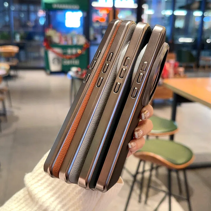 Fashion Lichee Pattern PU Leather Case with Electroplated Frame