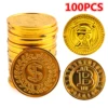 100Pcs Plastic Pirate Gold Coin Fake Game Coin Treasure Coins Funny Scene Props Halloween Christmas Party Decoration Supplies 1