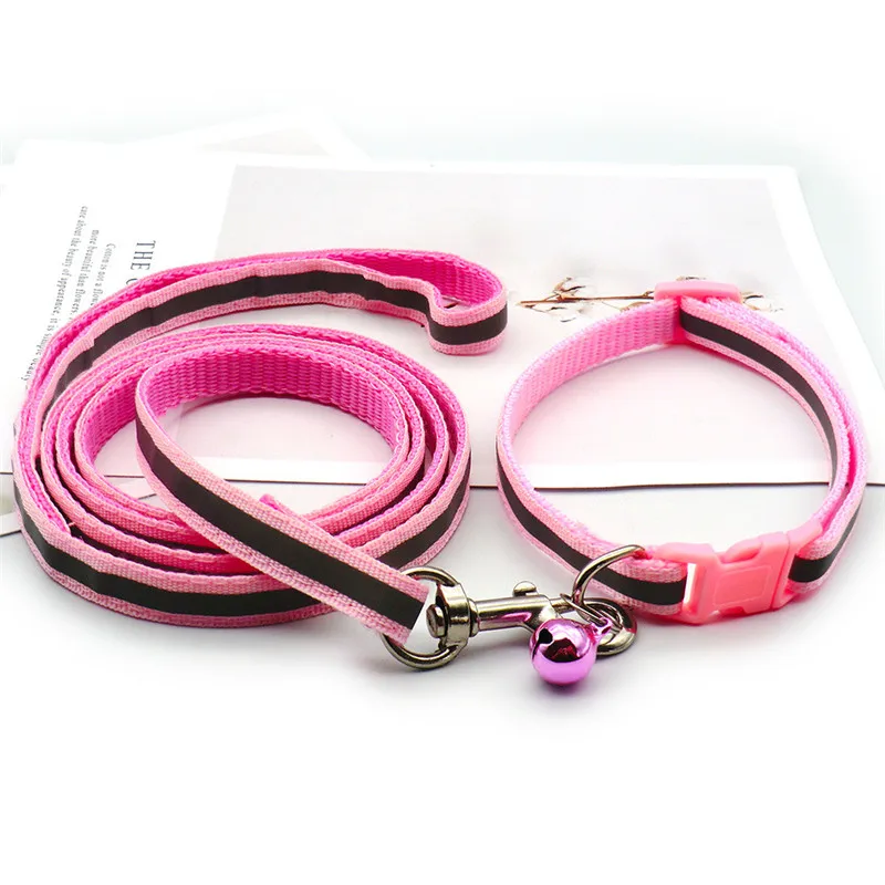Reflective Pet Leash Kitten and Dog Collar Adjustable Walking Rope Set for Dogs and Cats Go Out Traveling Pet Accessories 