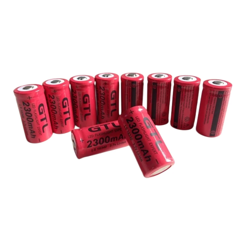 

16340 rechargeable lithium battery 2300mAh battery For Torch Flashlight 3.7v rechargeable lithium battery flashlight battery