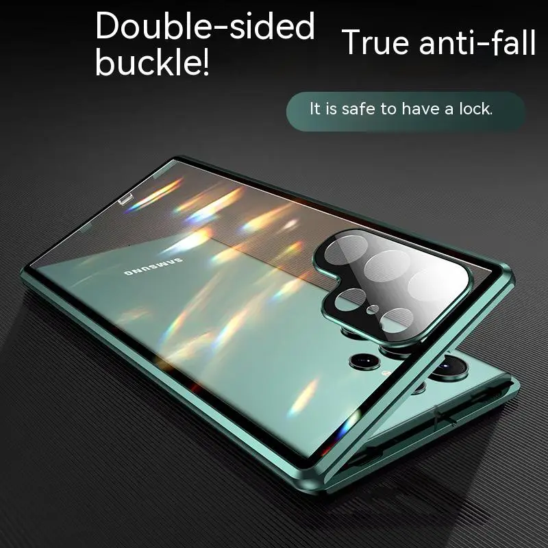 For Samsung Galaxy S23 S22 S21 S24 Ultra Case 360° full surround metal Magnetic with screen glass Camera protection cover
