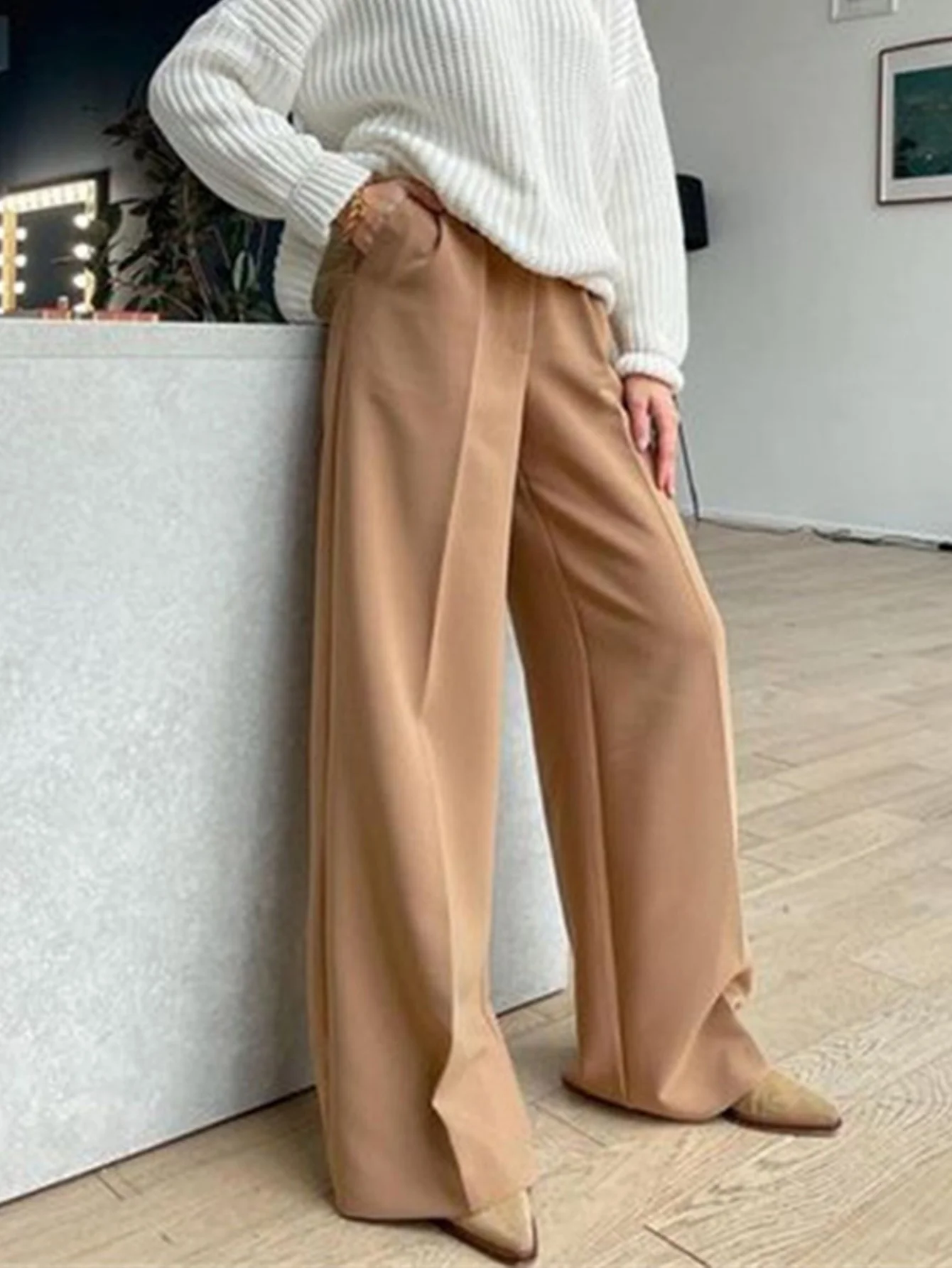 Office High Waist Loose Wide Women Leg Pants - Pants - Uniqistic.com