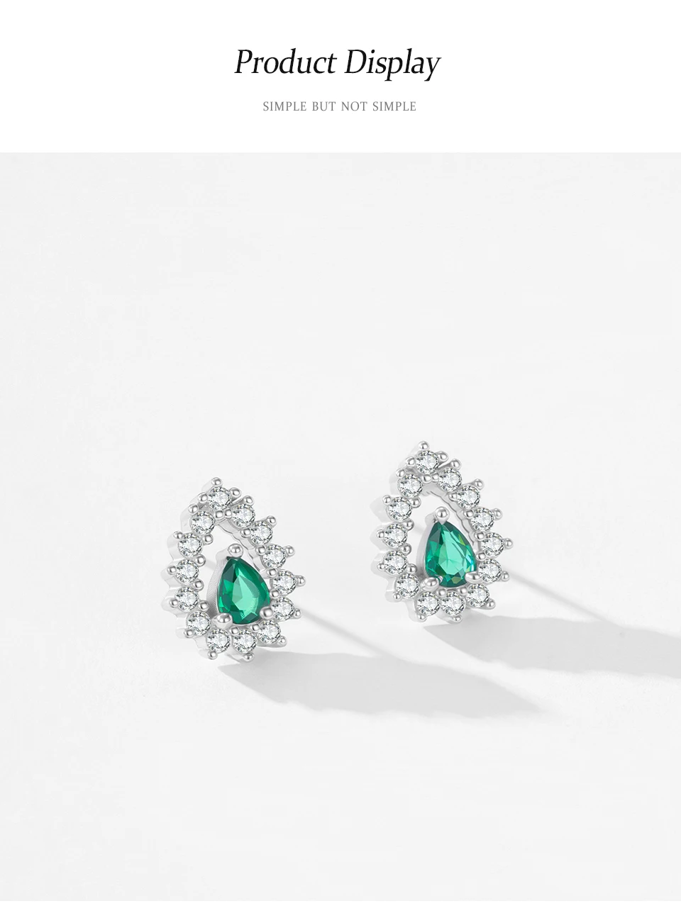 Ailmay 925 Sterling Silver Luxury Water Drop with Green Zircon Pendant Necklace Earrings for Women Jewelry Sets Party Gift