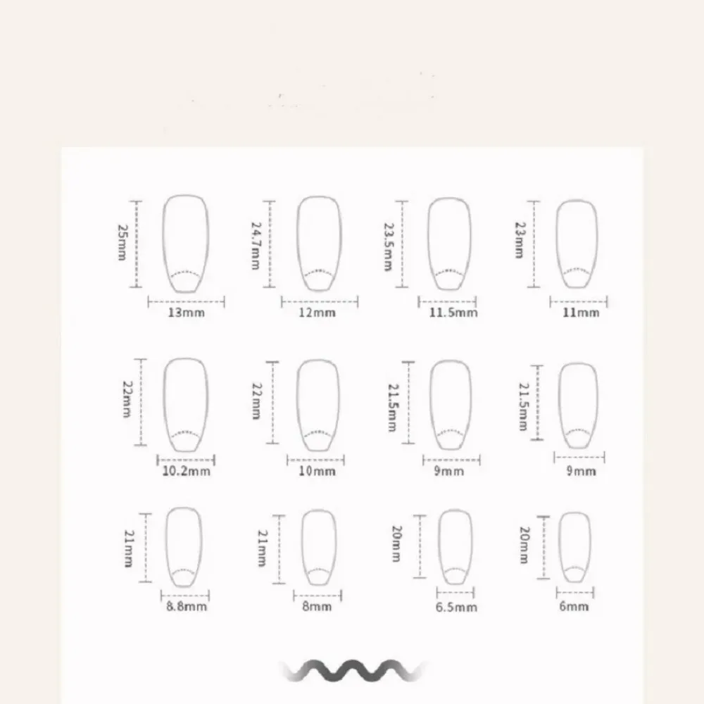 24개/1박스 다크 윈드 그라데이션 롱 화이트 보우 네일 패치 인조 손톱