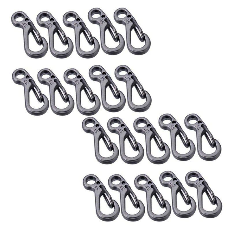 

40PCS/Mini Spring Backpack Clasps Climbing Carabiners EDC Keychain Camping Bottle Hooks Survival Gear - Grey