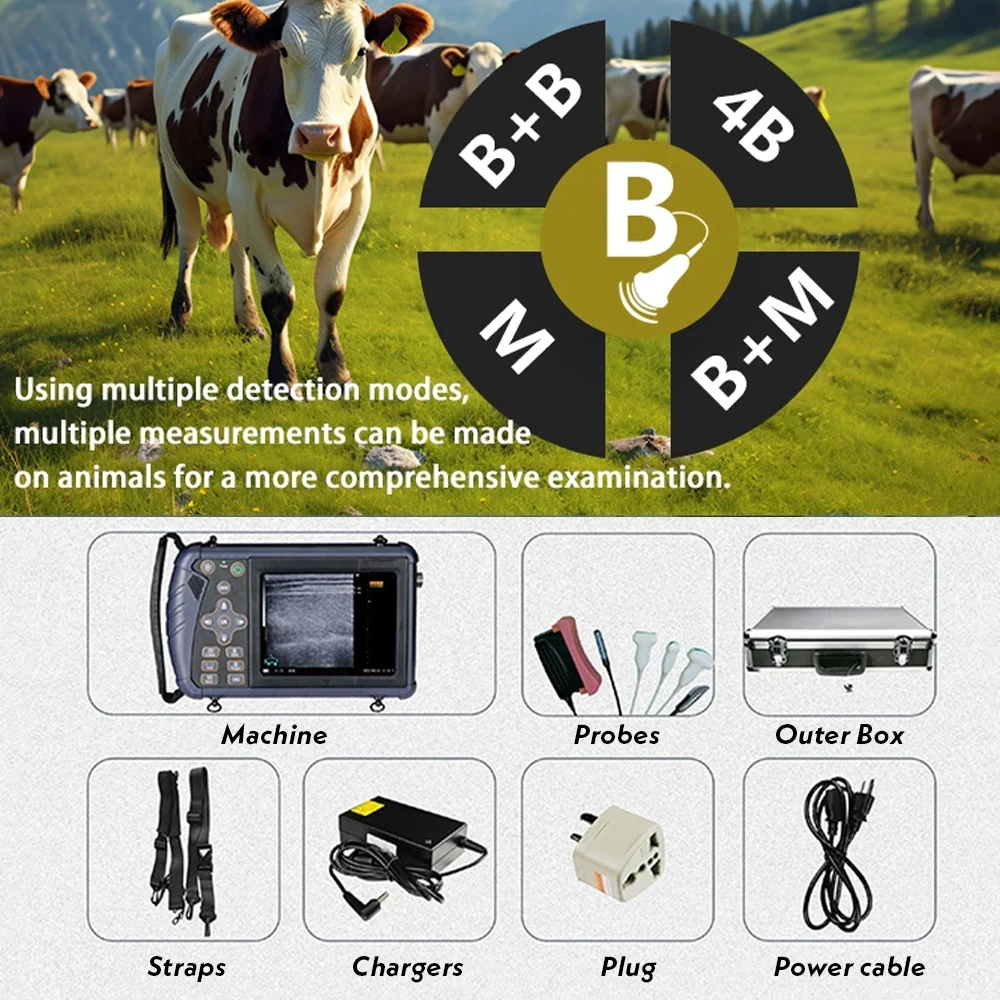 3.5/5/6.5Hz Portable Veterinary Ultrasound Scanner Vet B-Ultra Pregnancy Machine