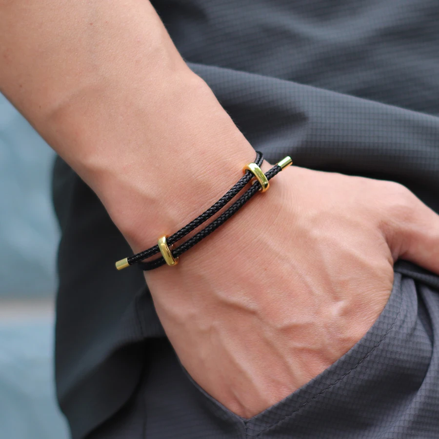 Stainless Steel Adjustable Men Bangle Bracelet Red Lucky Gift