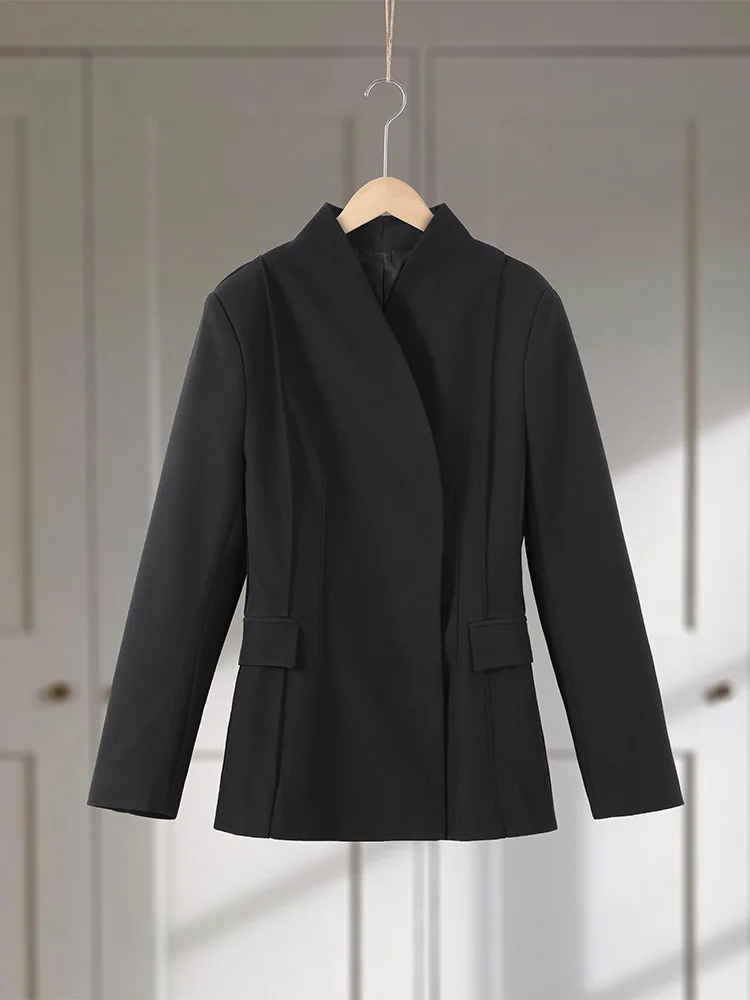 Ensemble de costume structuré surdimensionné avec points contrastés, Blazer à revers et Double boutonnage, pantalon à jambes droites, tenue Chic rétro pour les déplacements, 2025 - AliExpress