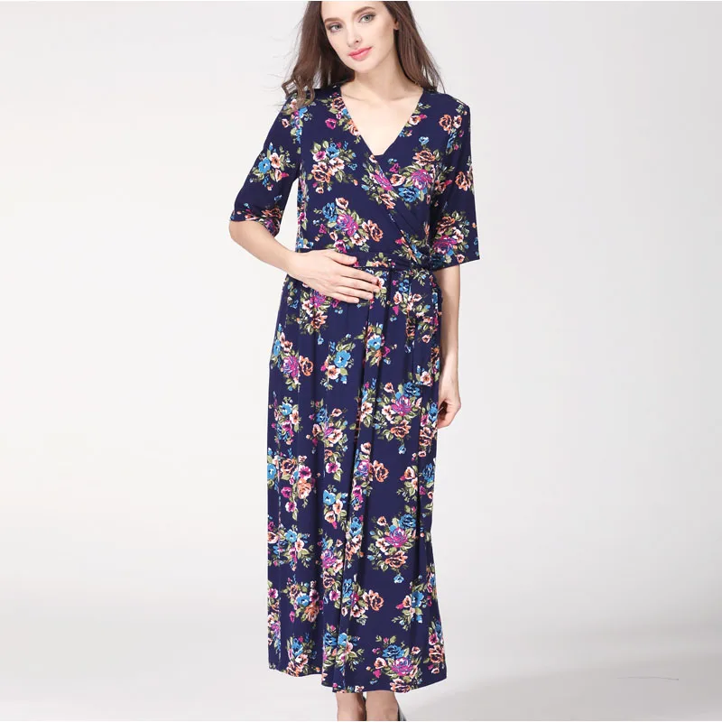 Maternity Clothing Nursing Dress Party Floral Dress Pregnancy Long Breastfeeding Dresses for Pregnant Women