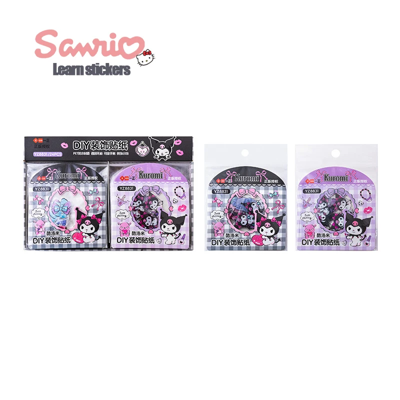 24pcs-sanrio-anime-cinnamoroll-cartoon-bonito-diy-adesivos-decorativos-kuromi-cartoon-estudante-manual-material-adesivos-decorativos