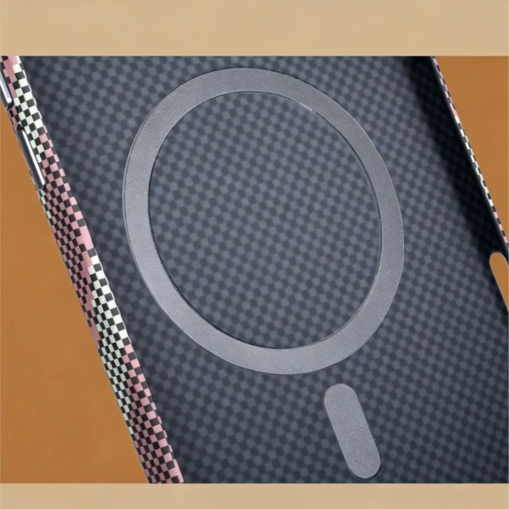 Premium Kevlar Carbon Fiber Magnetic Case - Shockproof Wireless Charging Cover