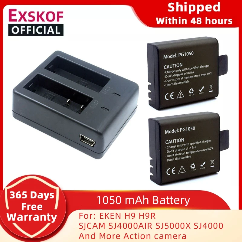 Зарядное устройство для экшн-камеры SJCAM SJ4000 AIR EKEN H9R H8 AKASO Apexcam Vemont COOAU APEMAN 1050 мАч |