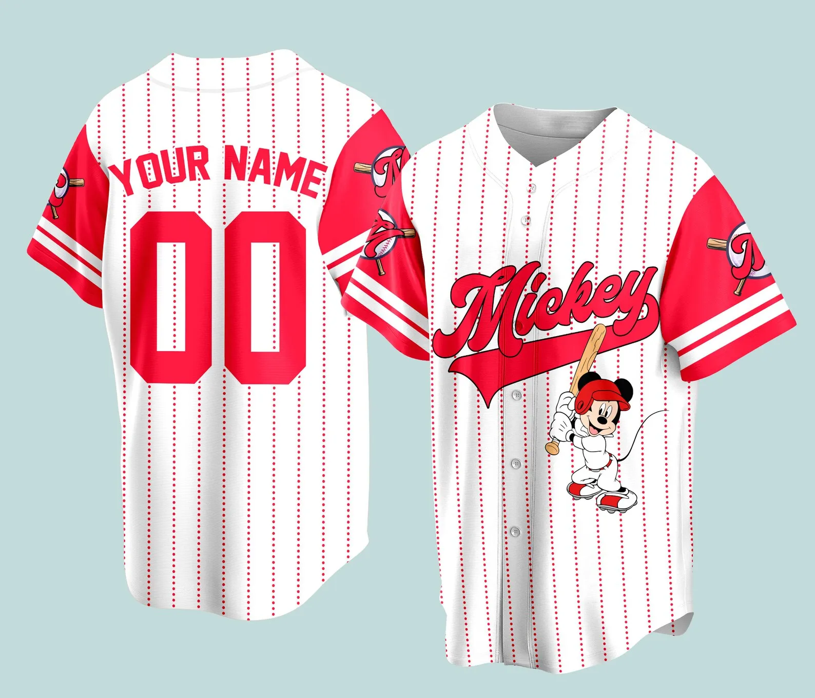 

Custom Name Disney Game Day Baseball Jersey Mickey And Friends Baseball Jersey Minnie Winnie the Pooh Stitch Baseball Jersey Men