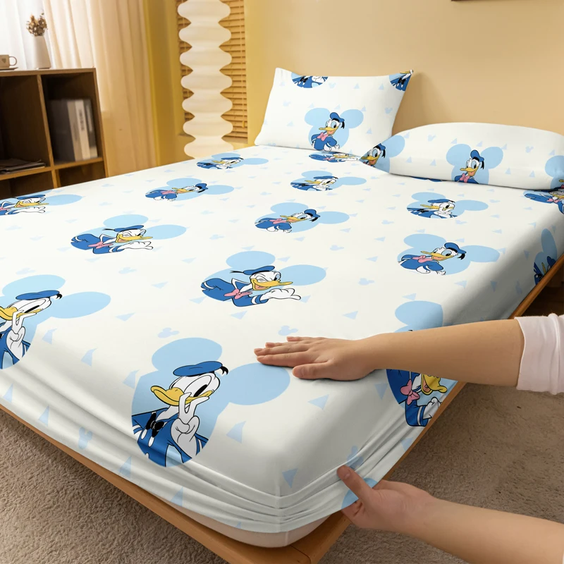 1 cartoon cute Donald Duck pattern digital printed frosted Fitted Sheett,bedroom printed bed cover,bedding(No pillowcase) 2