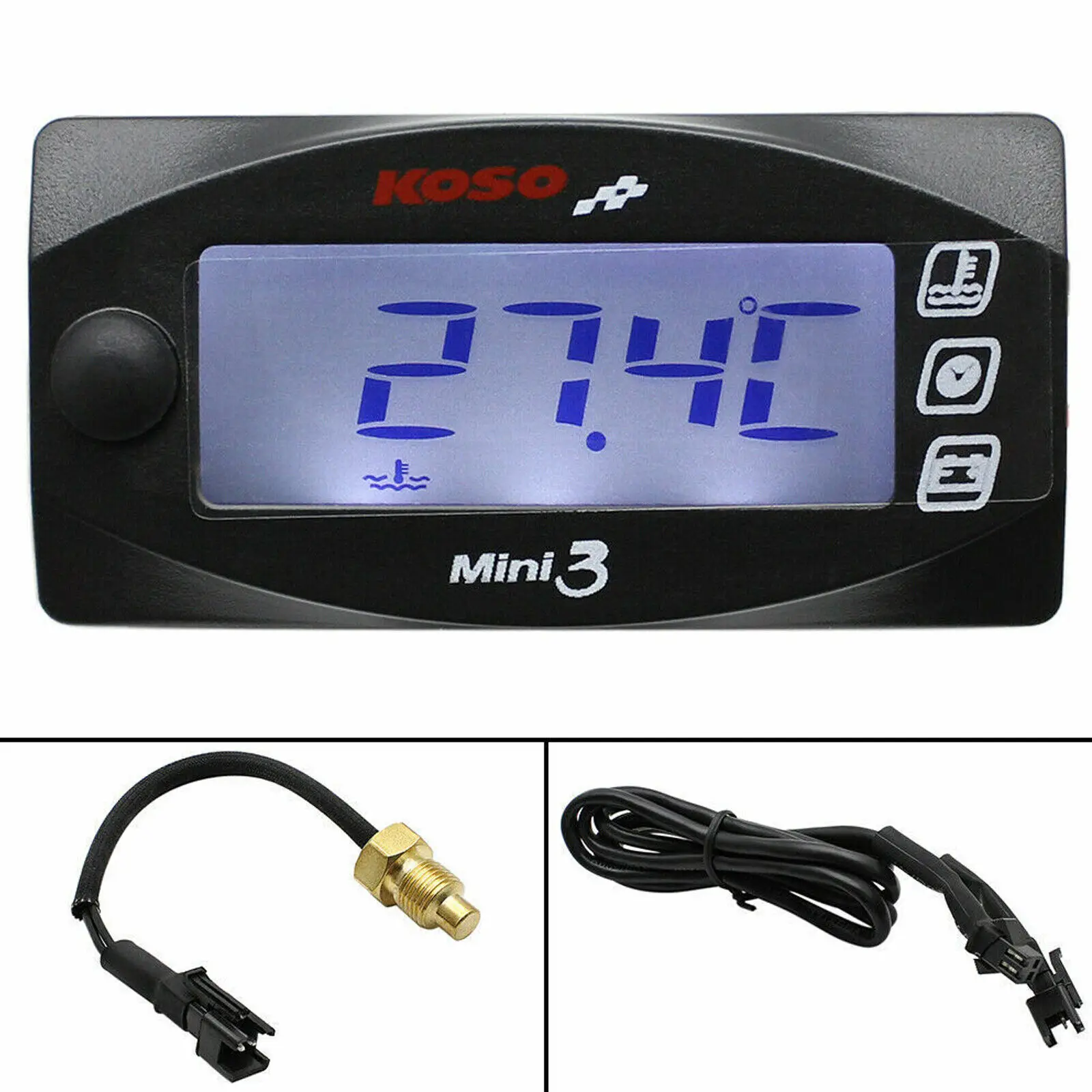 

LED KOSO MINI3 Air Temperature Thermometer Time Voltmeter Water Meter Gauge Bike