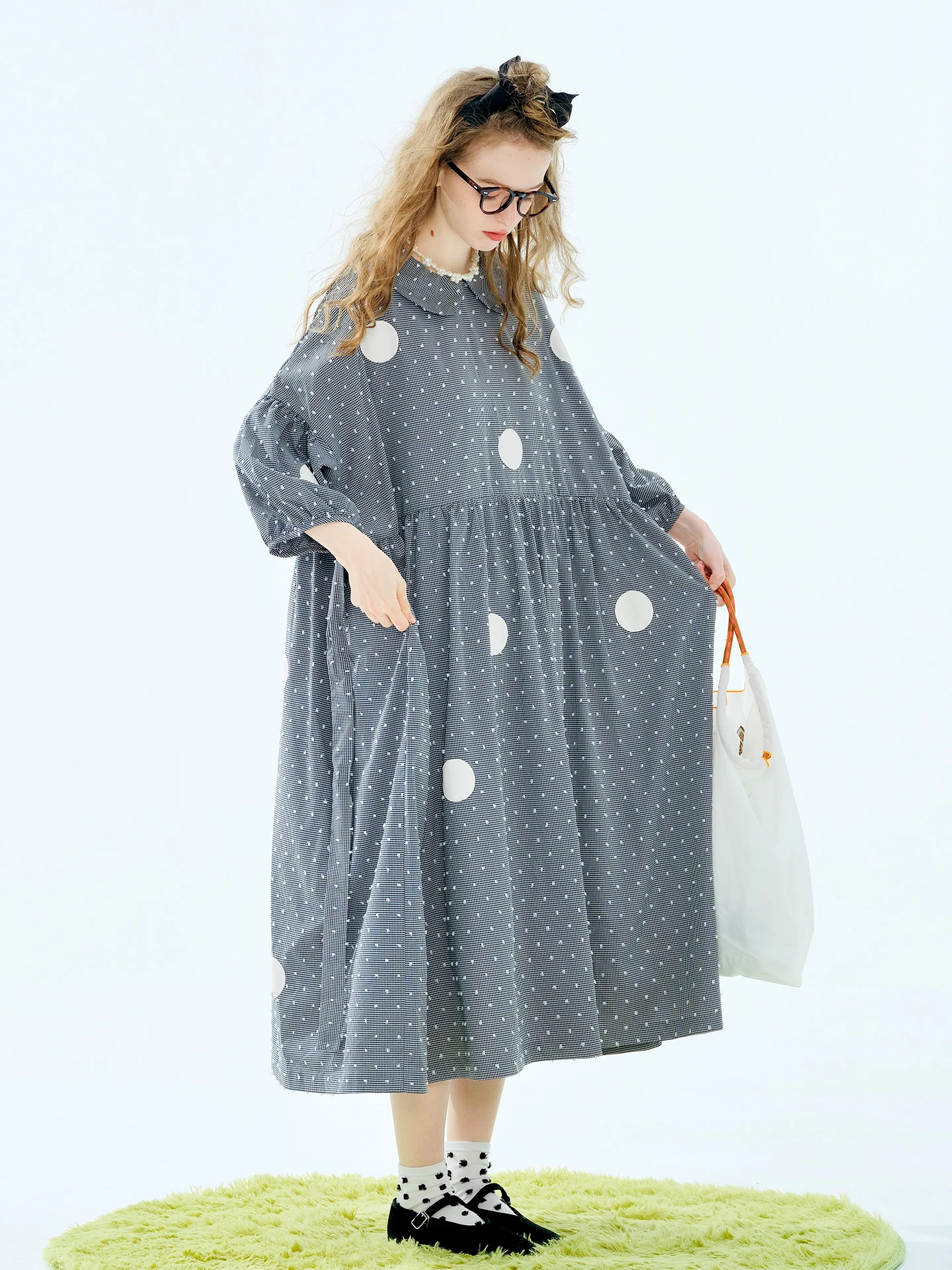 green emerald velvet dress MO&Co. Noir Women's 100% Silk Polka-Dot Cami Midi Dress main image 0
