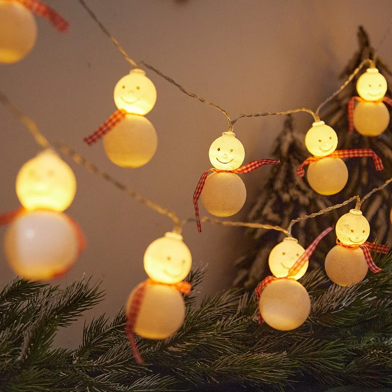 thumbnail image 1 of Guirnalda de luces LED con forma de muñeco de nieve y Papá Noel para árbol de Navidad, guirnalda de luces colgantes para fiesta de Año Nuevo, regalo de Navidad, 1 of 5