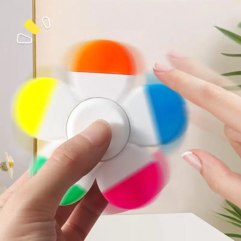 1Pcs 꽃 모양 수채화 색상 5-In-1 형광 펜 학교 사무실 문구 용 손가락 끝 나선형 형광펜