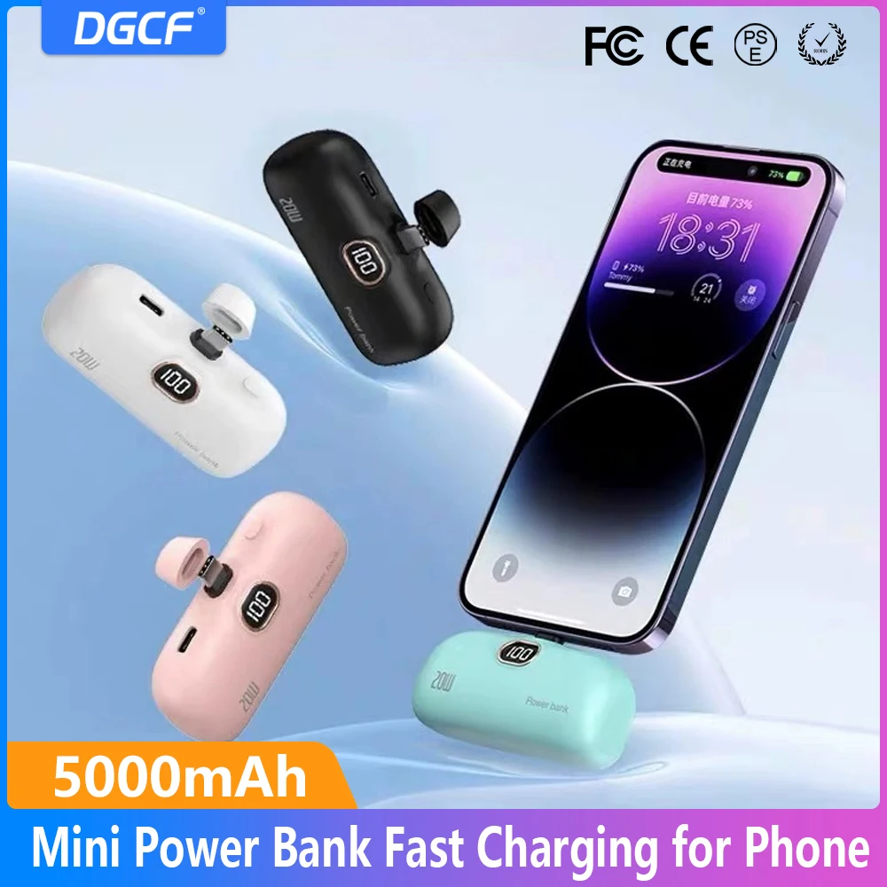 Mini Power Bank 5000Mah Portatile Carica Esterna Play Plug Typec Lightning Battery Per Iphone Samsung Xiaomi Emergency Powerbank