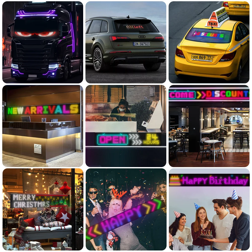 LED Matrix Pixel Panel Devil's Eye Car Sign Animation Display Flexible Screen App Control DIY Programmable For Store Hotel Bar 6