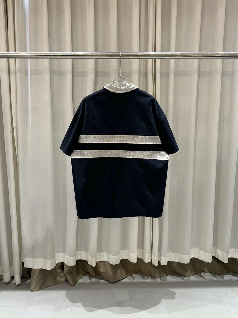 Hip Hop Vintage Washed Black Dirty Damaged PROJECT G/R Polo Shirts Men Women Casual Oversized Logo Embroidery Striped Shirt 14 S59cfd30ac0a04130a96fae098a419bces