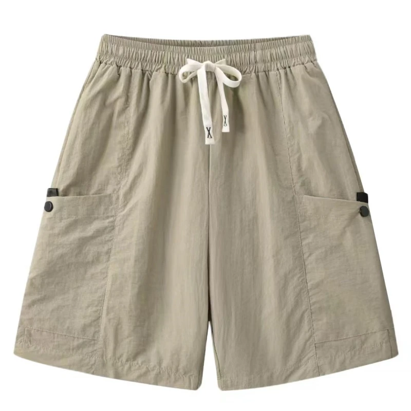 For 2025 Summer 100% Nylon Breathe Shorts Men Casual Elastic Waist Men Quick Dry Fitness Jogging Beach Black Fahion Shorts 3