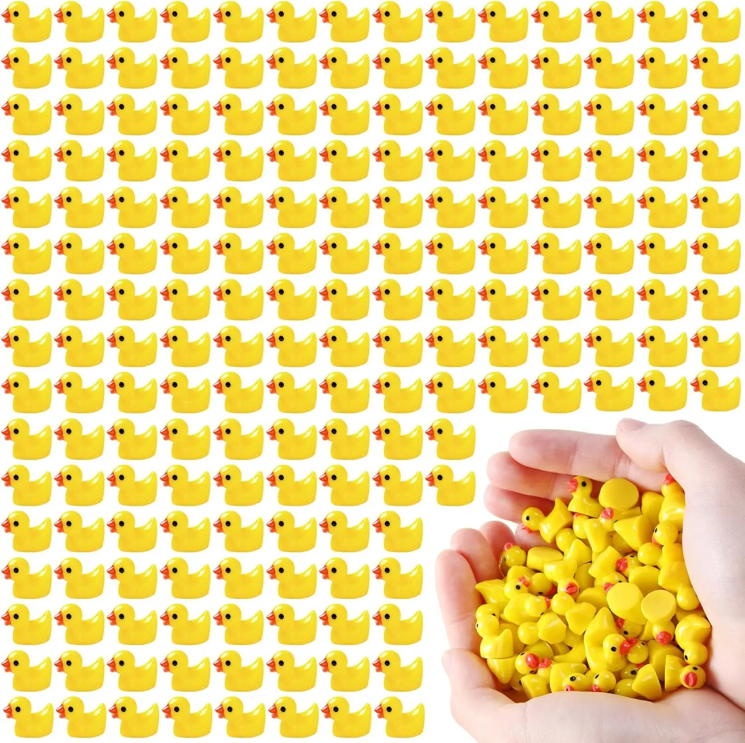 AUEJACKY 100 Mini Patos De Resina – Figuras Amarillas Para Jardines En Miniatura Y Casas De Muñecas