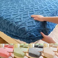 Coral Velvet Bedsheet Bedspread Milk Velvet Mattress Protective Cover Winter Plush Insulation Bedspread Single Queen King Size 1