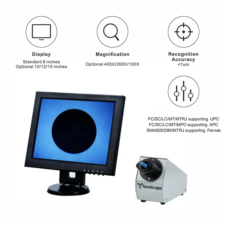 

Neofibo FK-410P end face fiber microscope 200x optic inspection camera video inspection probe optic fiber inspection