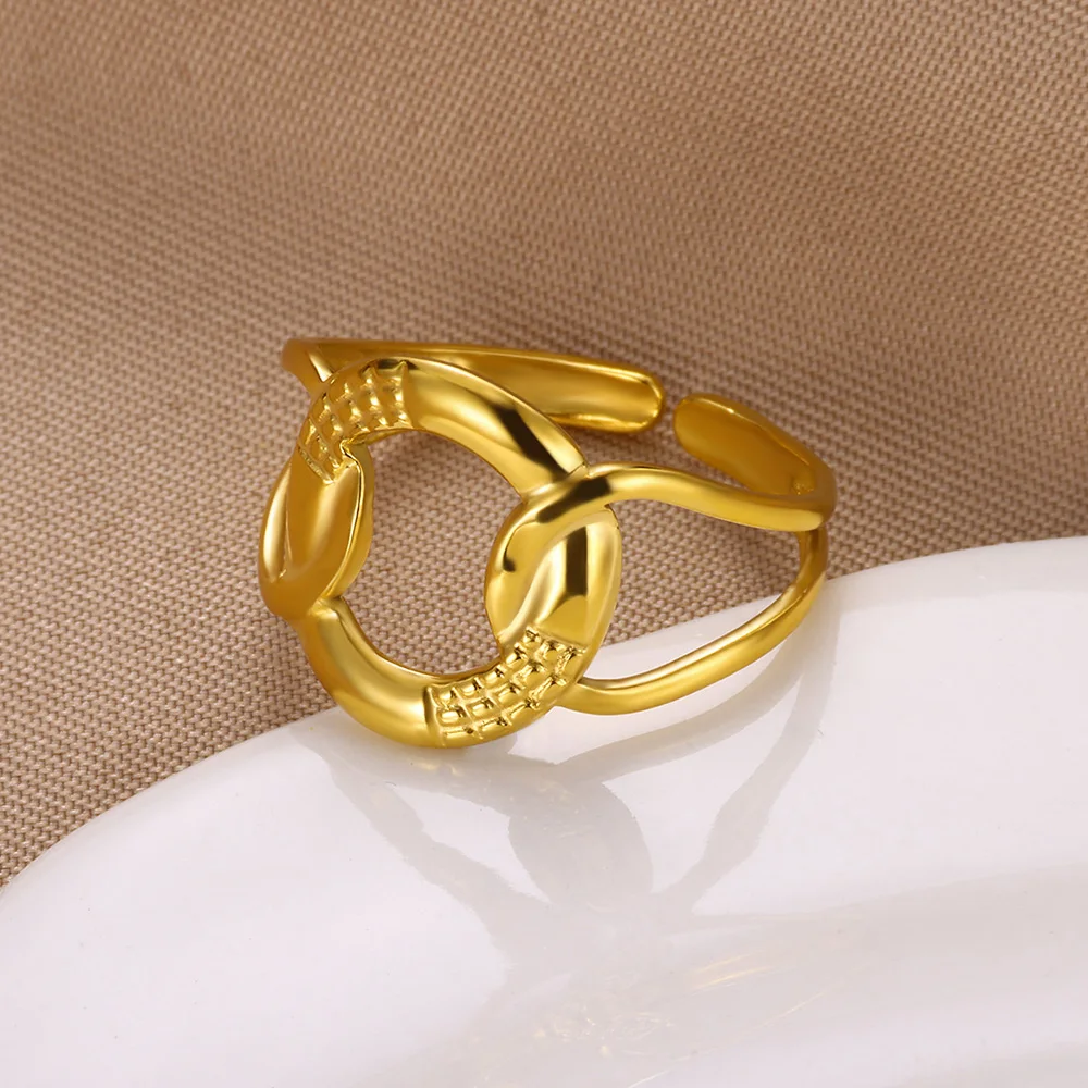 Circle Hollow Stainless Steel Open Rings for Women